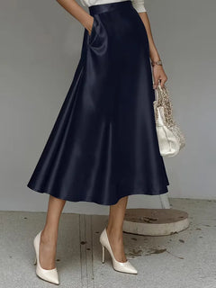 Satijnen rok met hoge taille