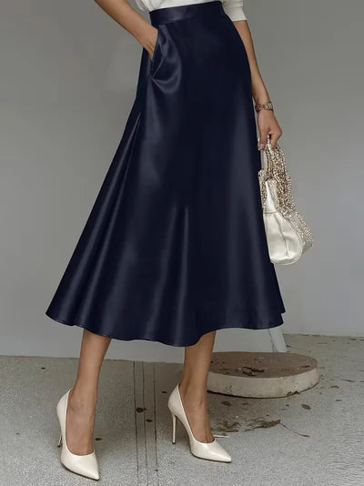 Satijnen rok met hoge taille