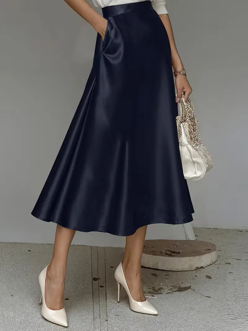 Satijnen rok met hoge taille