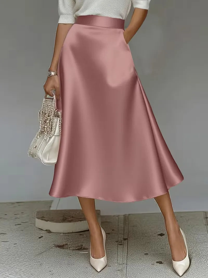 Satijnen rok met hoge taille