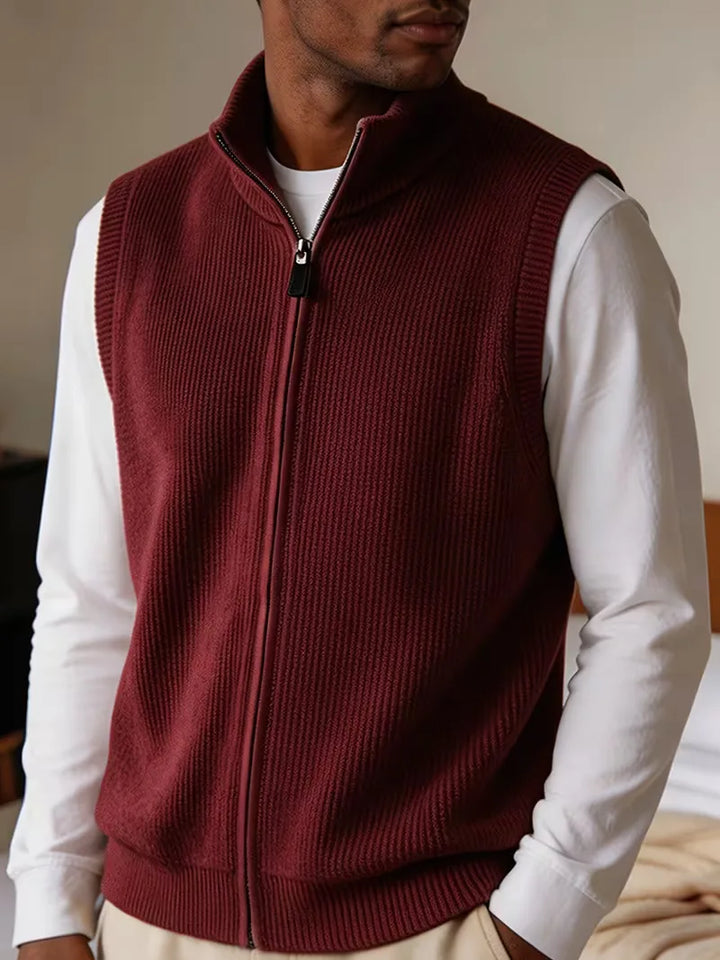 Knit vest met mock neckline