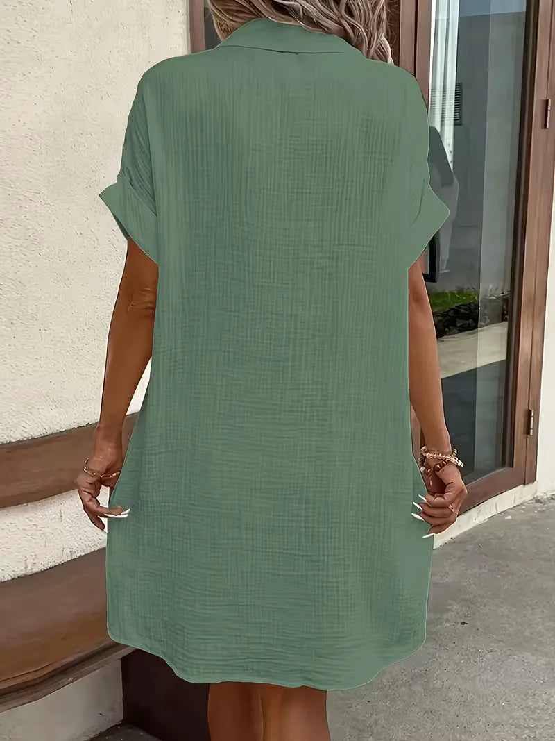 Overhemdjurk met V-neck en korte mouwen