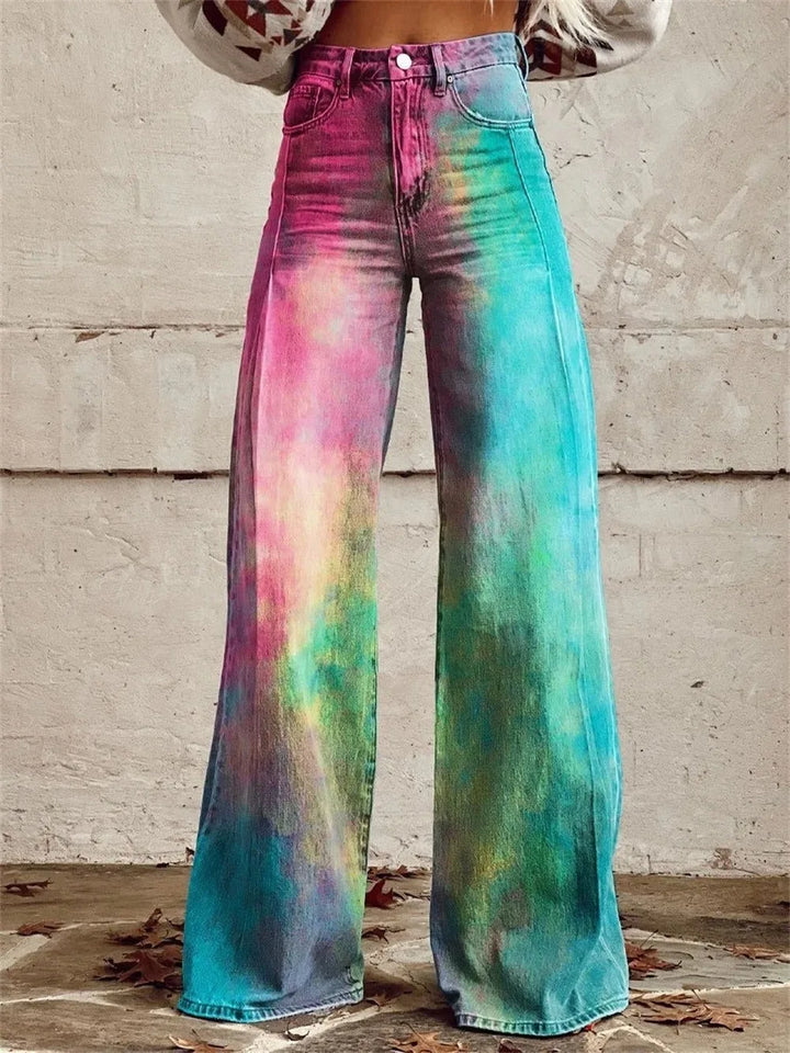 High-waisted wide-leg pants