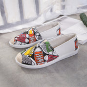 Fee | Canvas espadrilles met vintage print in de kleur Rood/Oranje voor dames in Beach stijl ideaal voor de zomer.