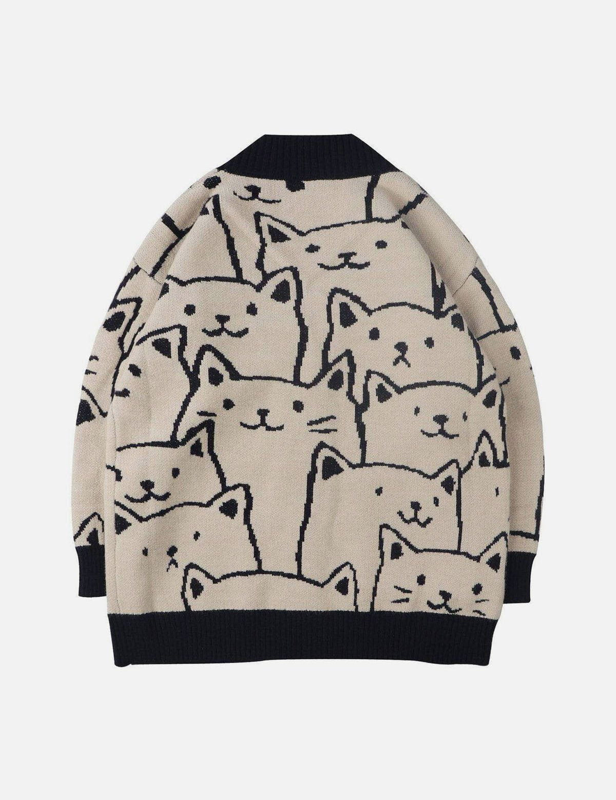 Feline | Gebreid Kattenpatroon Vest in de kleur Beige voor dames in stijl geschikt voor alle seizoenen.