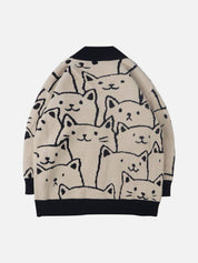 Feline | Gebreid Kattenpatroon Vest in de kleur Beige voor dames in stijl geschikt voor alle seizoenen.