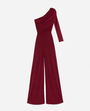 Femke | Stijlvolle Bordeauxrode Jumpsuit met Eén Schouder