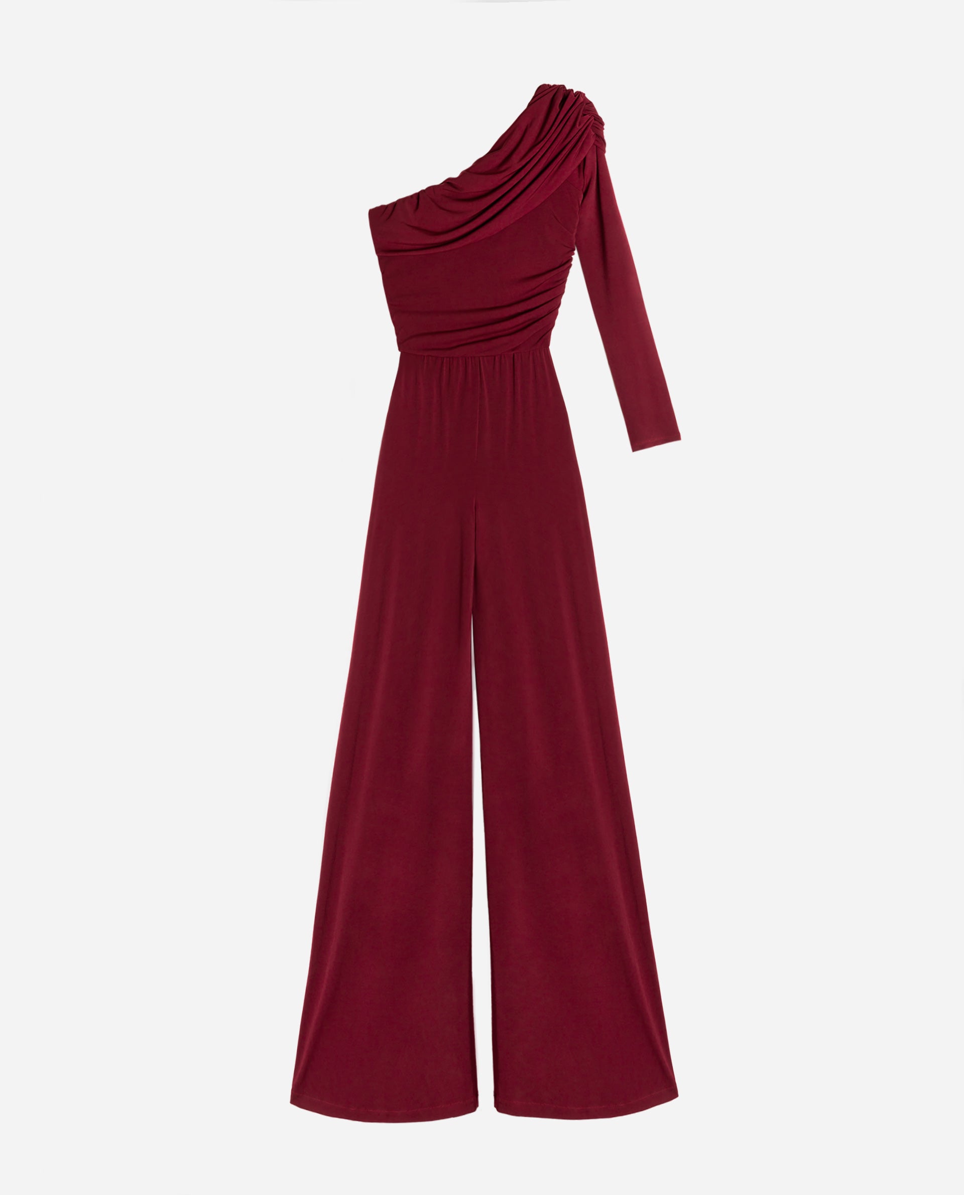 Femke | Stijlvolle Bordeauxrode Jumpsuit met Eén Schouder