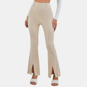 Femke | Stijlvolle uitlopende broek in de kleur Beige voor dames in stijl ideaal voor de lente.