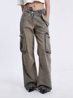 Femke | Vintage diepgewassen jeans in de kleur Bruin voor dames in stijl geschikt voor alle seizoenen.