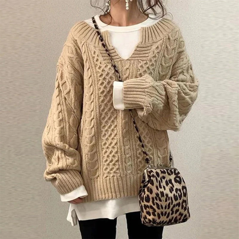 FEMM | Casual gebreide damestrui in de kleur Khaki voor dames in Casual stijl ideaal voor de herfst.