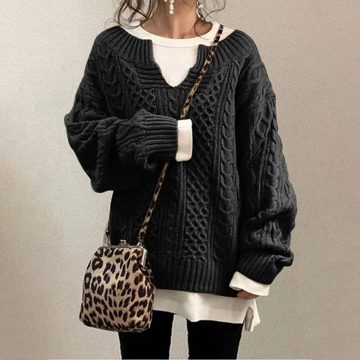 FEMM | Casual gebreide damestrui in de kleur Zwart voor dames in Casual stijl ideaal voor de herfst.