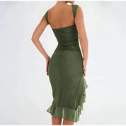 Fenna | Elegante bodycon jurk met ruches in de kleur Zwart voor dames in Party stijl ideaal voor de lente.