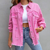 Fenna | Kleurrijk spijkerjasje in de kleur Roze voor dames in stijl ideaal voor de lente.