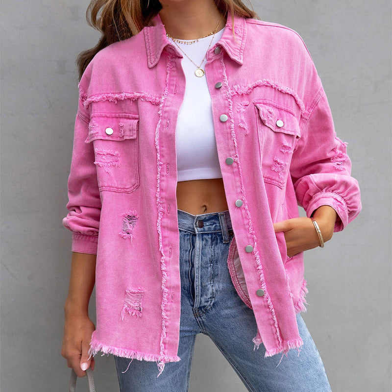 Fenna | Kleurrijk spijkerjasje in de kleur Roze voor dames in stijl ideaal voor de lente.