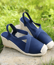 Fenne | Enkelband canvas espadrilles in de kleur Blauw voor dames in Beach stijl ideaal voor de lente.
