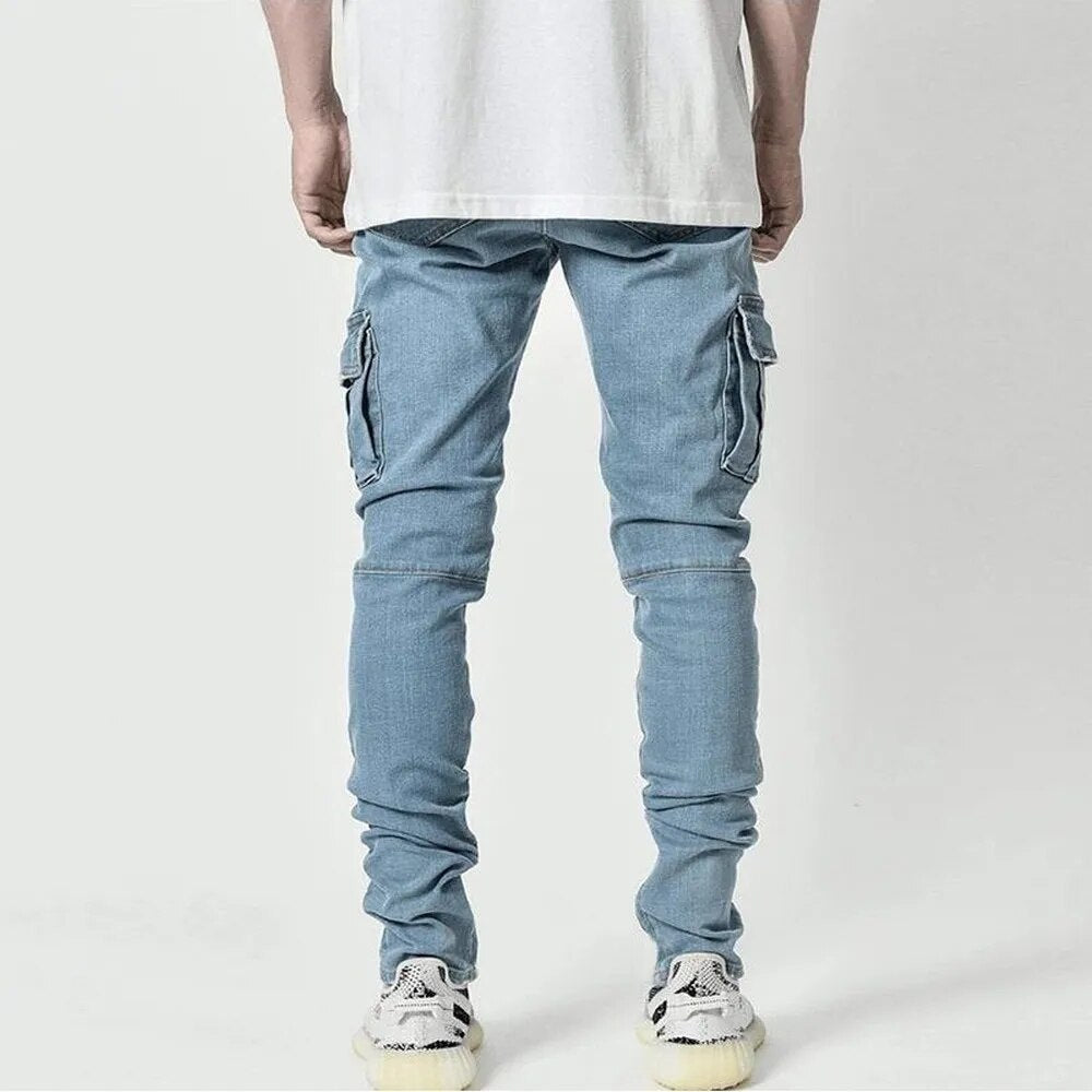 Fernand | Heren Denim Cargo Broek in de kleur Zwart voor heren in Outdoor stijl ideaal voor de herfst.