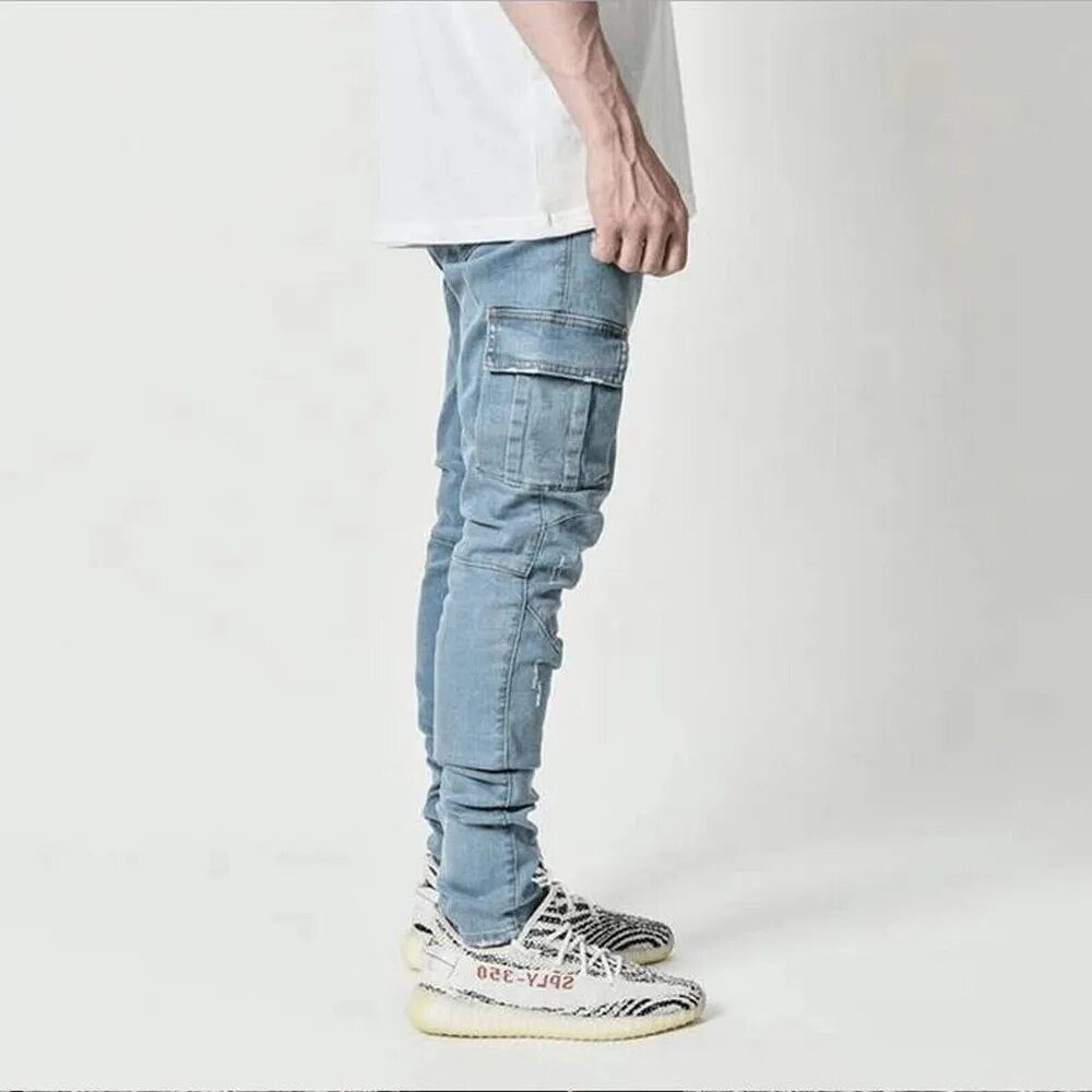 Fernand | Heren Denim Cargo Broek in de kleur Zwart voor heren in Outdoor stijl ideaal voor de herfst.