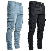 Fernand | Heren Denim Cargo Broek in de kleur Zwart voor heren in Outdoor stijl ideaal voor de herfst.