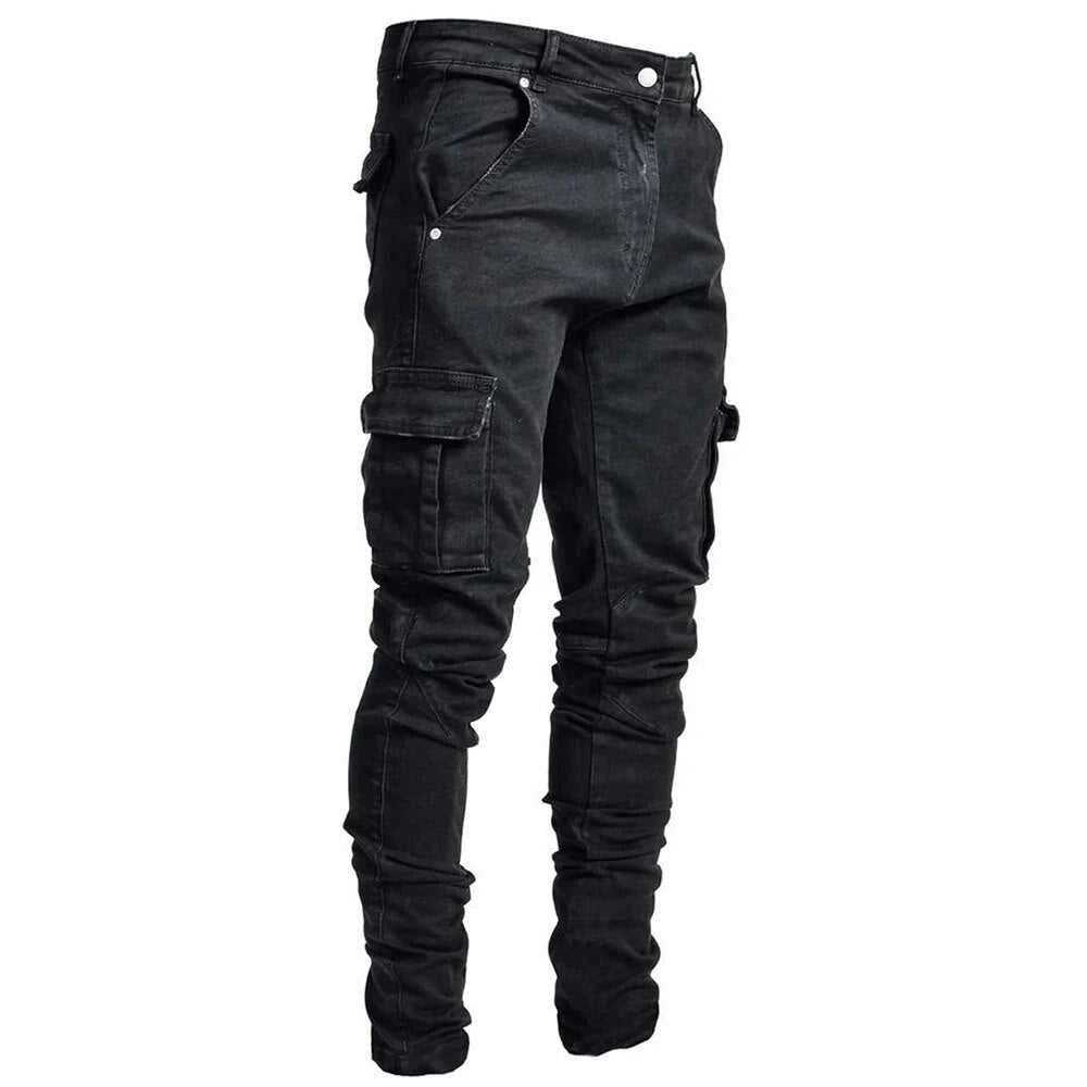 Fernand | Heren Denim Cargo Broek in de kleur Zwart voor heren in Outdoor stijl ideaal voor de herfst.
