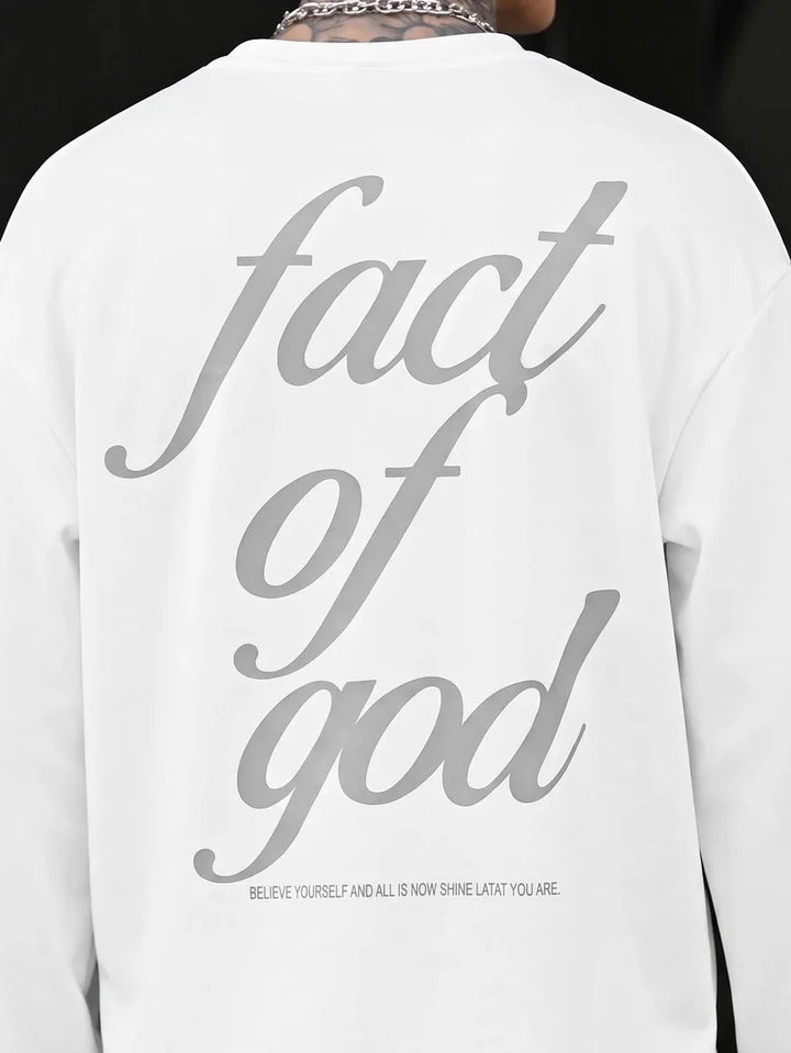 Oversized longsleeve met graphic slogan