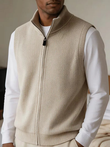 Knit vest met mock neckline