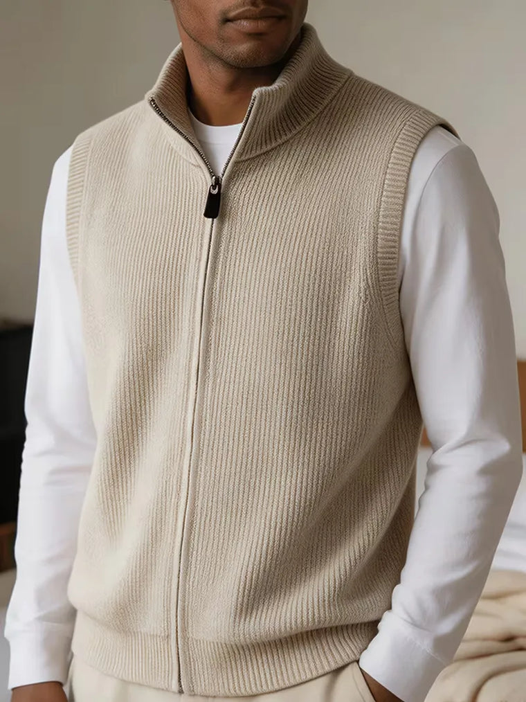 Knit vest met mock neckline