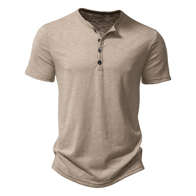Stoere Vintage Henley T-Shirt met Distressed Details