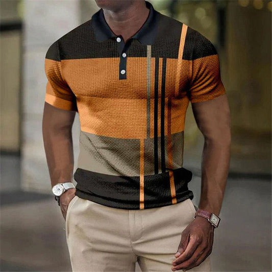 Finn | Klassieke polo met moderne twist in de kleur Goud voor heren in Heritage stijl ideaal voor de lente.