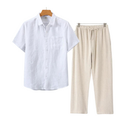 Finn | Linnen combo met korte mouw in de kleur Wit voor heren in Beach stijl ideaal voor de zomer.