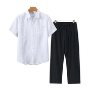 Finn | Linnen combo met korte mouw in de kleur Wit voor heren in Beach stijl ideaal voor de zomer.