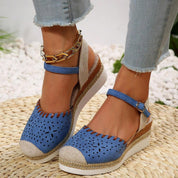 Finnyl | Espadrilles met mesh patch en contrasterende kleur in de kleur Blauw voor dames in Beach stijl ideaal voor de zomer.