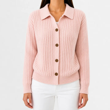 Cardigan met knopen en ribgebreid