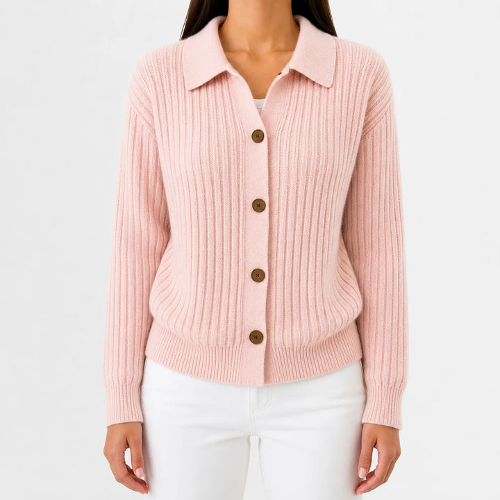 Cardigan met knopen en ribgebreid
