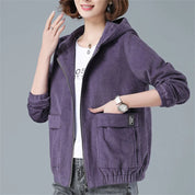 Fleur | Oversized corduroy jas in de kleur Paars voor dames in Streetwear stijl ideaal voor de herfst.