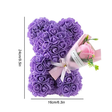 Fleur | Romantische teddybeer knuffel van rozen