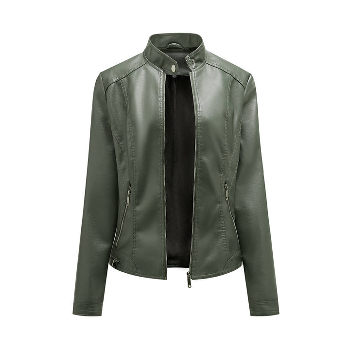Fleur | Stijlvolle leren jas in de kleur Legergroen voor dames in stijl ideaal voor de herfst.