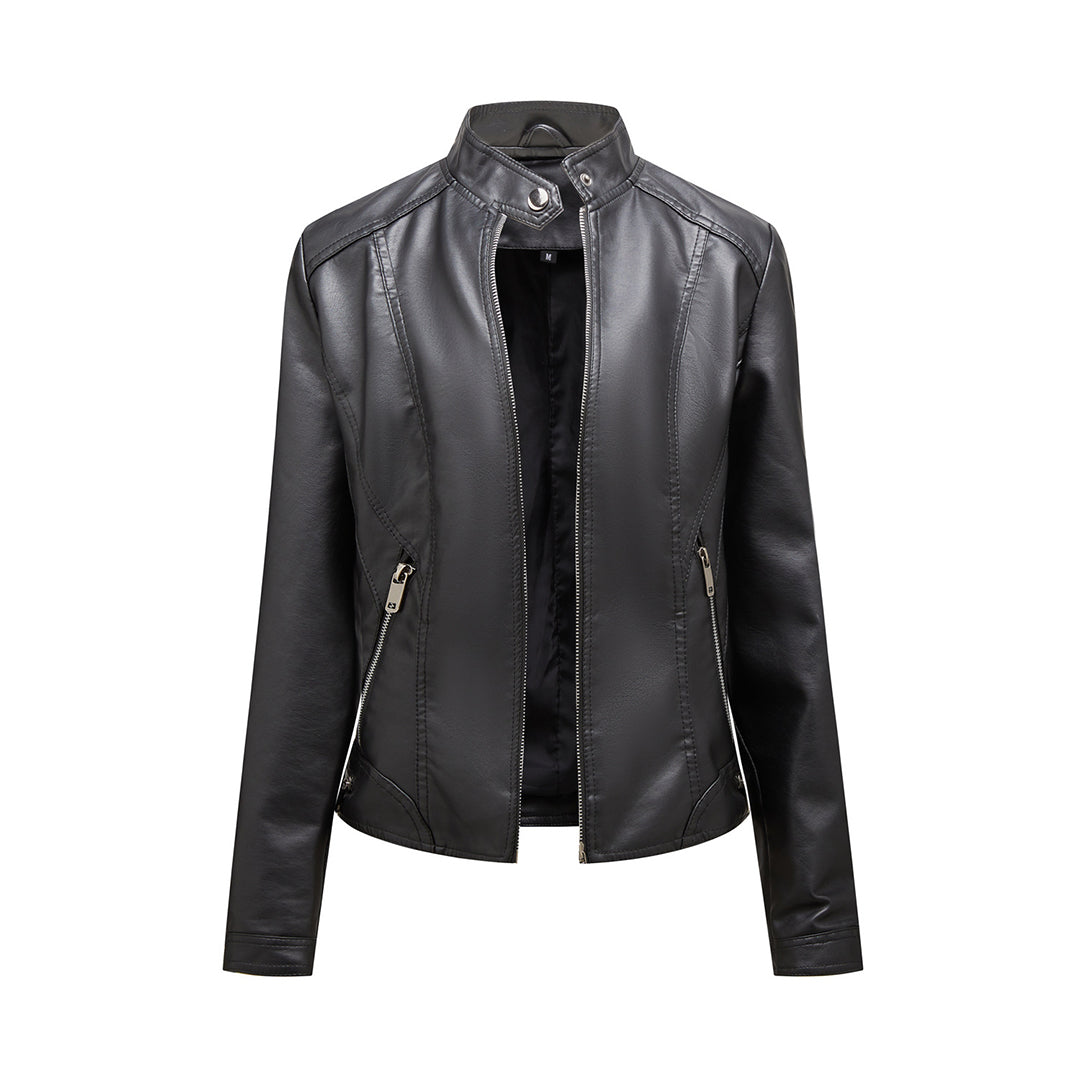 Fleur | Stijlvolle leren jas in de kleur Zwart voor dames in stijl ideaal voor de herfst.
