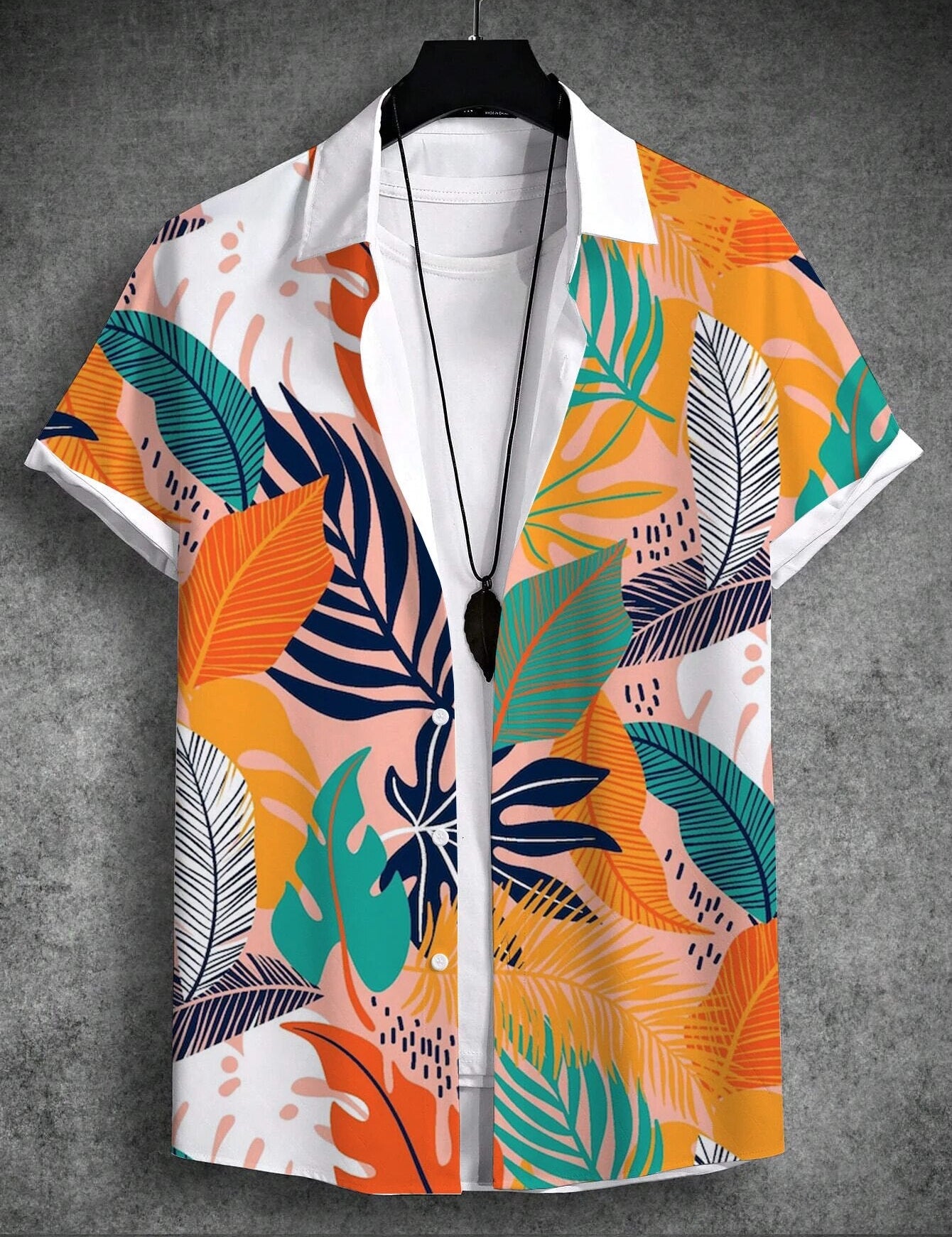 Fleurig zomer shirt met tropische print in de kleur Oranje voor heren in stijl ideaal voor de zomer.