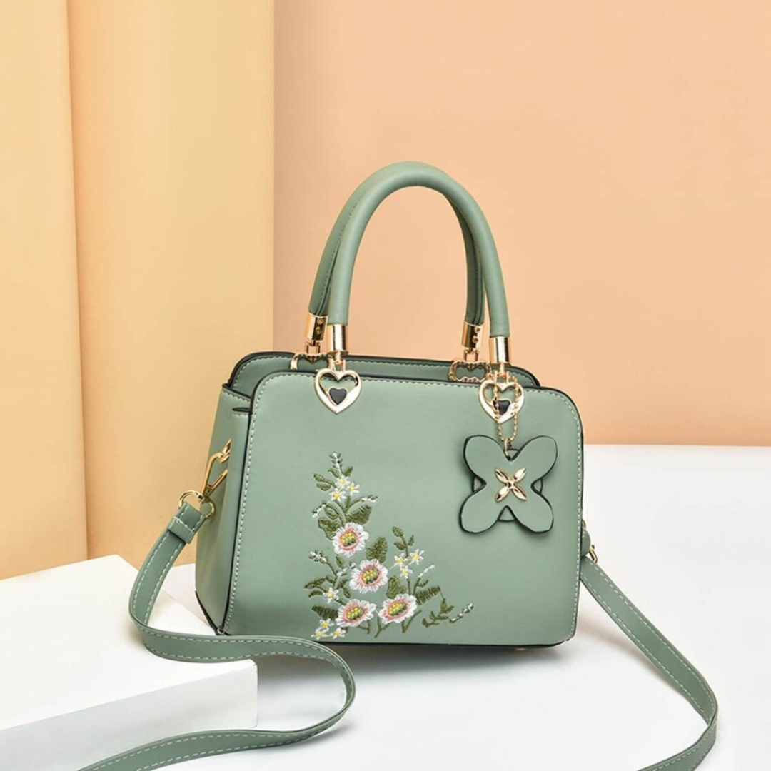 Flora Crossbody Tas | Met prachtig borduursel in de kleur Groen voor dames in stijl geschikt voor alle seizoenen.