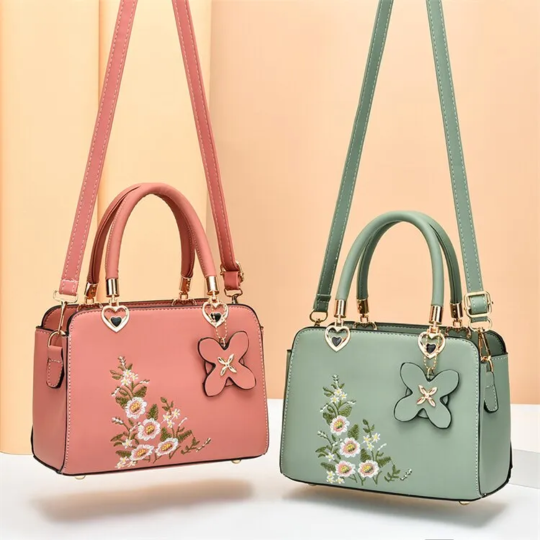 Flora Crossbody Tas | Met prachtig borduursel in de kleur Groen voor dames in stijl geschikt voor alle seizoenen.