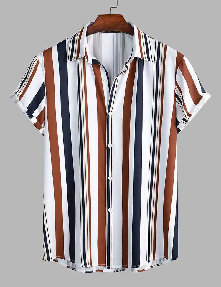 Floris | Casual zijden herenoverhemd in de kleur Bruin voor heren in stijl ideaal voor de lente.