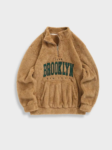 Fluffy NY Brooklyn Zipper in de kleur Bruin voor dames in Lounge stijl ideaal voor de herfst.