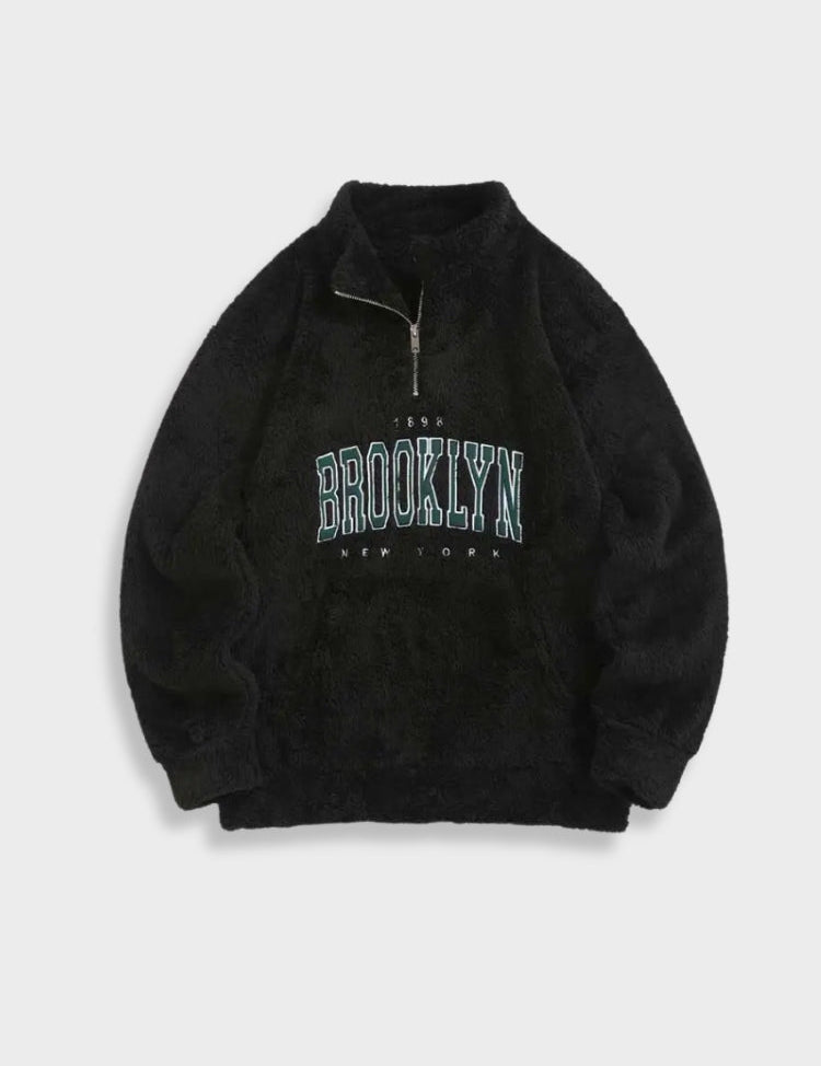 Fluffy NY Brooklyn Zipper in de kleur Zwart voor dames in Lounge stijl ideaal voor de herfst.