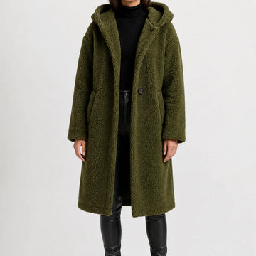 Oversized teddy jas met capuchon