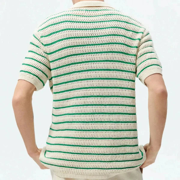 Franck | Gebreide knooptrui in de kleur Beige/Groen voor heren in stijl ideaal voor de lente.