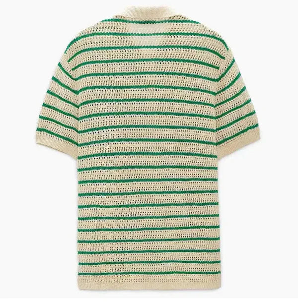 Franck | Gebreide knooptrui in de kleur Beige/Groen voor heren in stijl ideaal voor de lente.