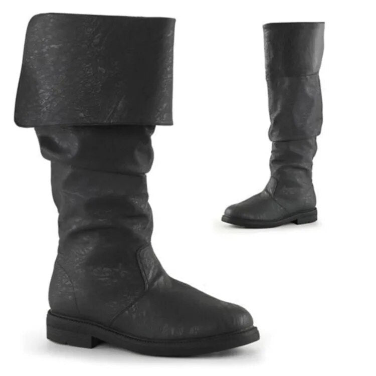 Frederik | Hoge laarzen met denimprint heren in de kleur Zwart voor heren in Heritage stijl ideaal voor de herfst.