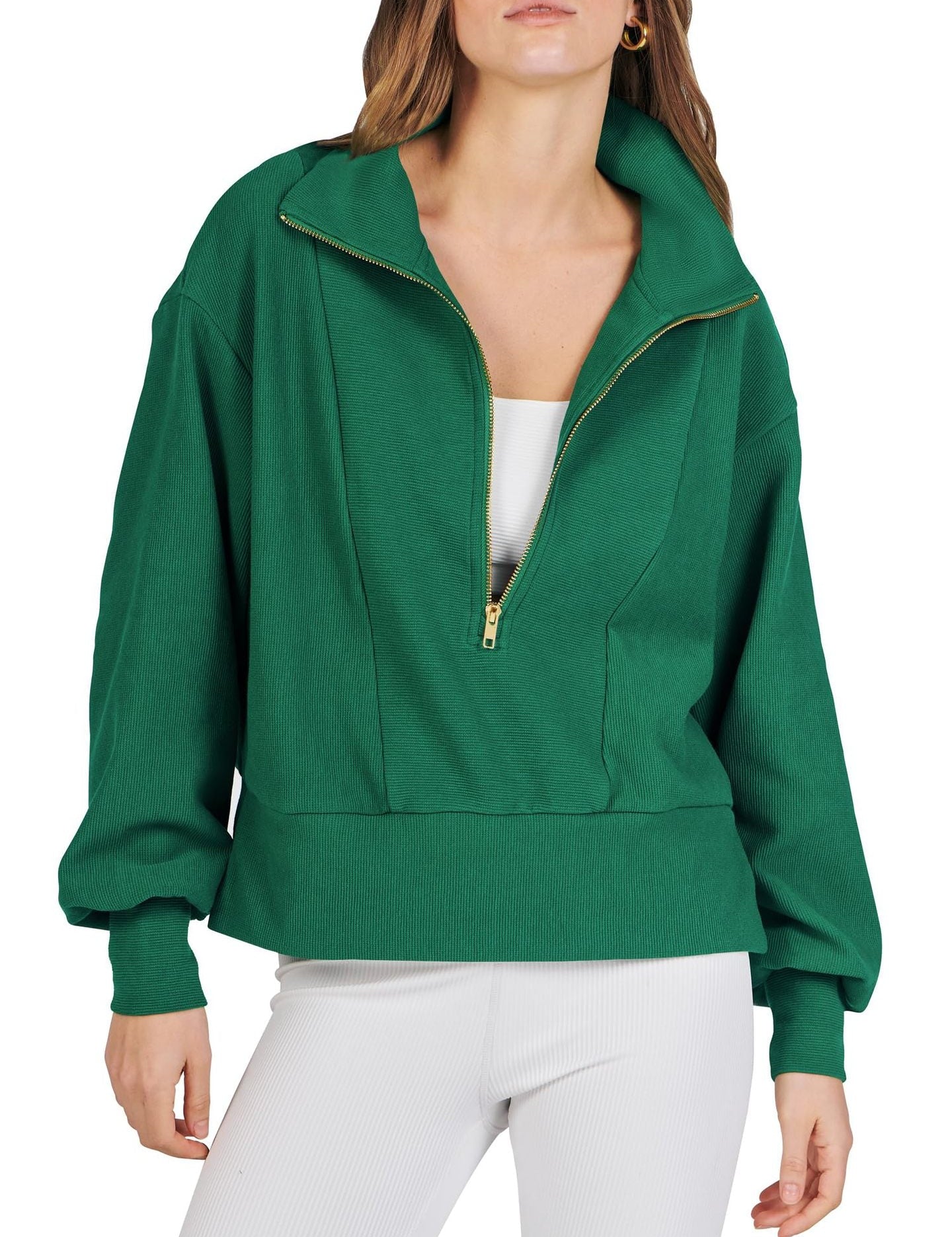 Gebreide pullover met V-hals in de kleur Groen voor dames in Heritage stijl geschikt voor alle seizoenen.