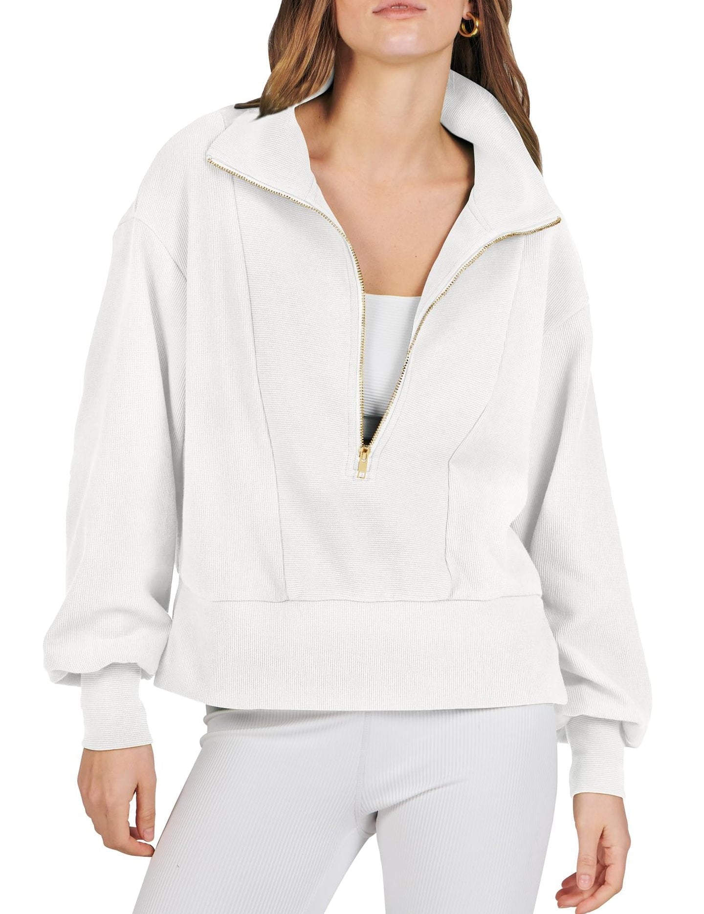 Gebreide pullover met V-hals in de kleur Wit voor dames in Heritage stijl geschikt voor alle seizoenen.